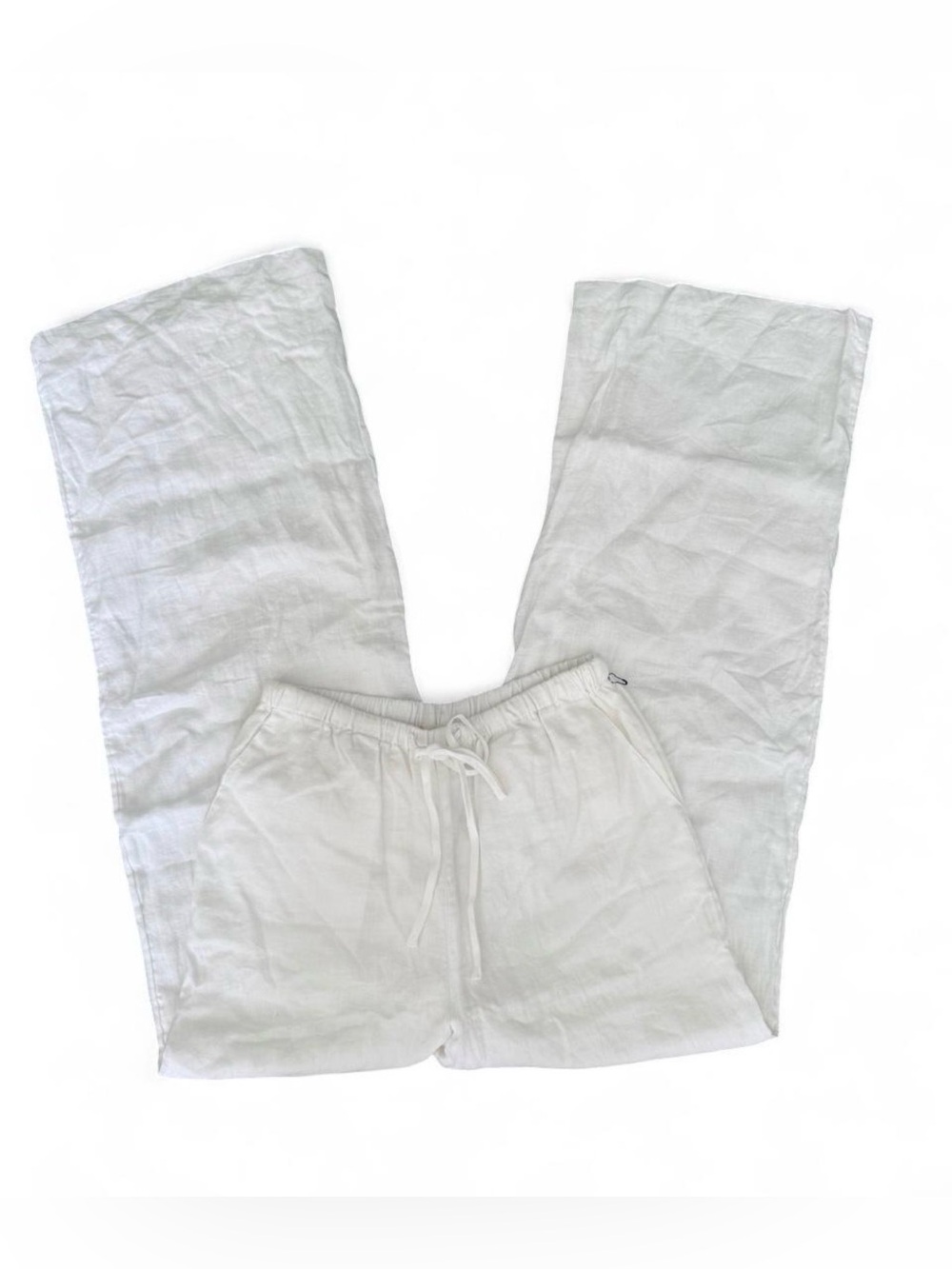 Caslon Cream Wide-Leg Linen Pants with Drawstring